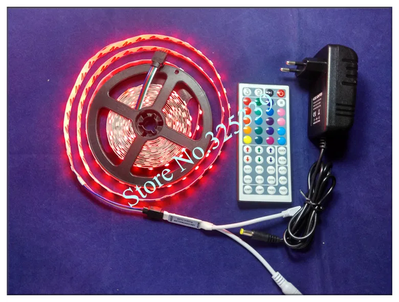1 комплект SMD 5050 60 светодиодный/M 5 м светодиодный RGB светодиодный полосы фонарик ленты освещение не Водонепроницаемый RGB полосы + 44 + ключ