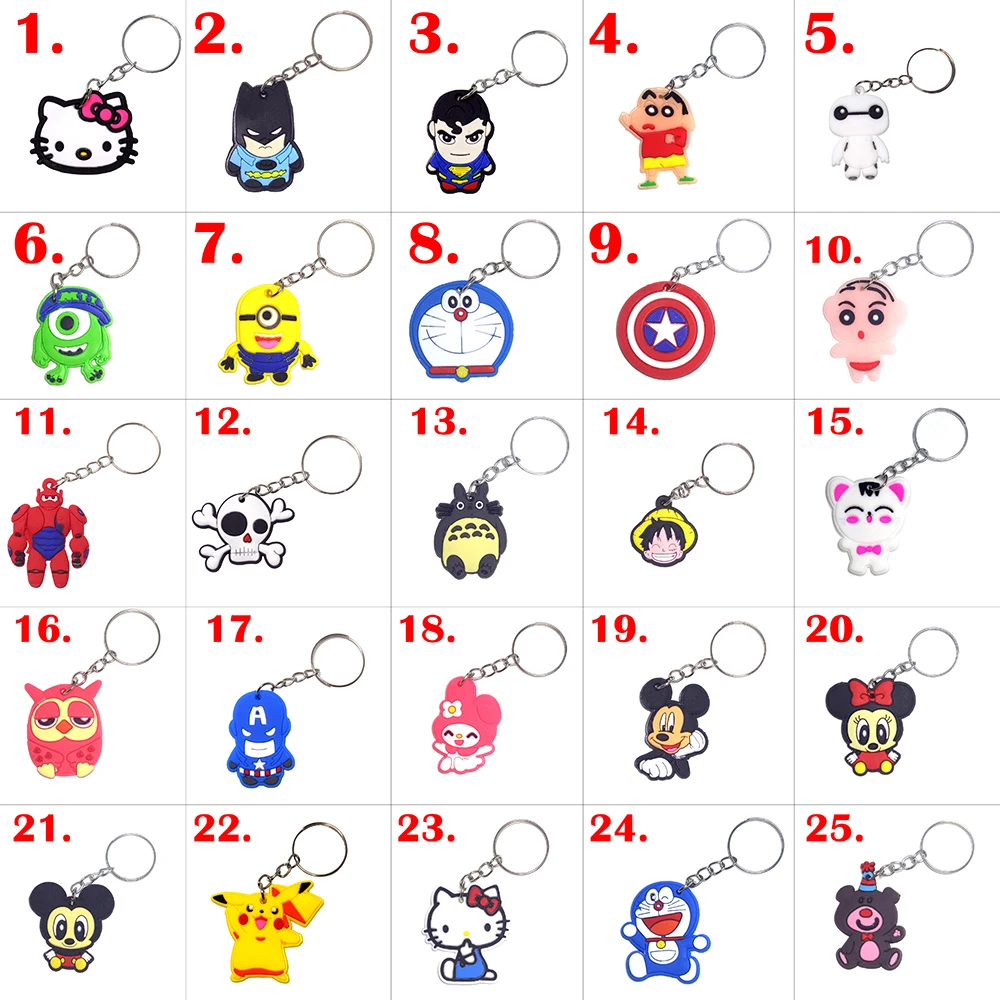 

50PCS Cartoon Anime Key Chain Lovely PVC Figure Key Ring Kid Toy Pendant Keychain Key Holder Birthday Gift Trinkets chaveiro