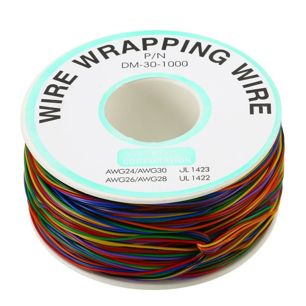 Оловянная медная обмотка 1 рулон 30 AWG 0 25 мм изоляционный Тестовый Кабель 8 цветная