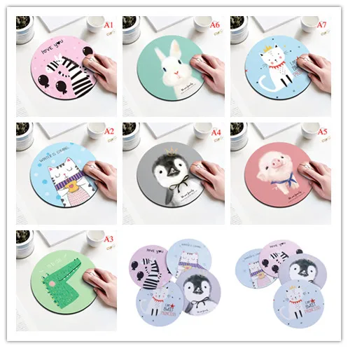 

1Pc Cute Art Design Mouse Pad Round Office Mice Pad Rubber Home Computer Anti-slip Table Mat Study Room PC Desk Set