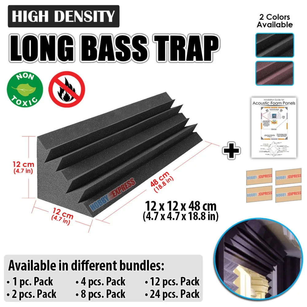 

Arrowzoom 4.7" x 4.7" x 18.8" Mini Long Corner Bass Trap Studio Panel Sound Absorbing Acoustic Foam Treatment KK1138
