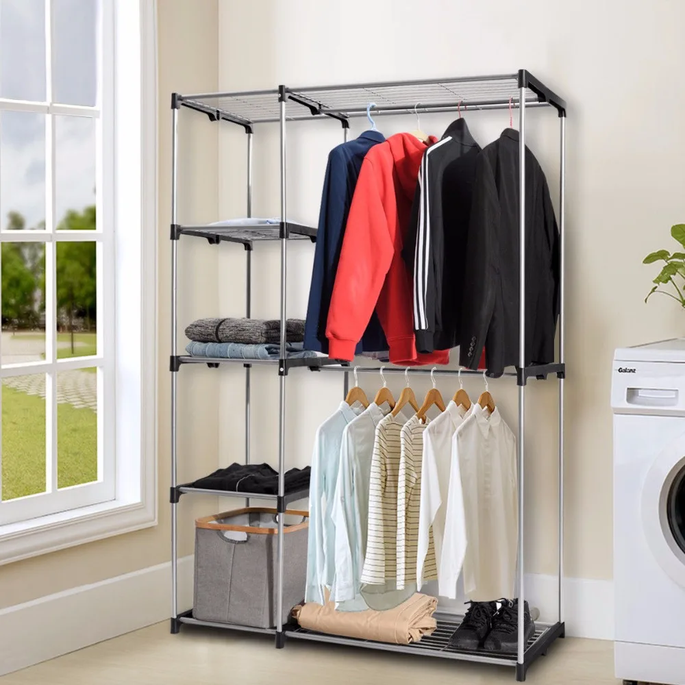 Giantex Closet Organizer Garment Rack Portable Clothes Hanger Storage Rack Home Shelf Home Furniture HW56835 Giantex Closet Organizer Garment Rack Portable Clothes Hanger Storage Rack Home Shelf Home Furniture HW56835