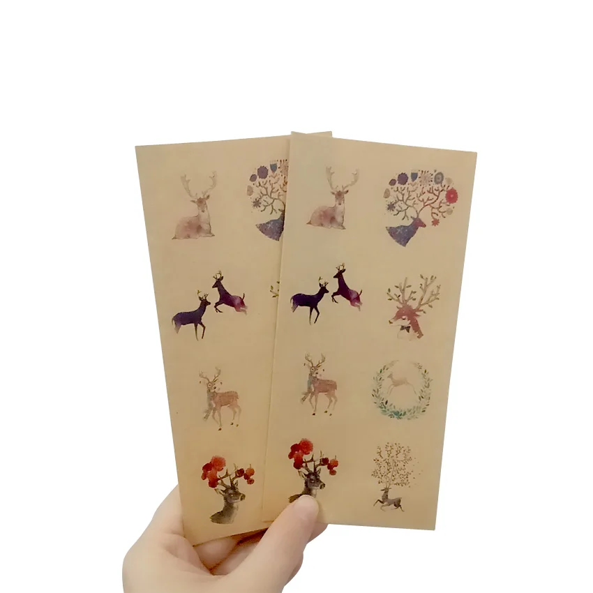 

160pcs/Lot Cute Elk Seal Sticker Chinese style Badge Kraft Paper Sticker tags Labels Seal Envelope Box Wrapping Baking Decor