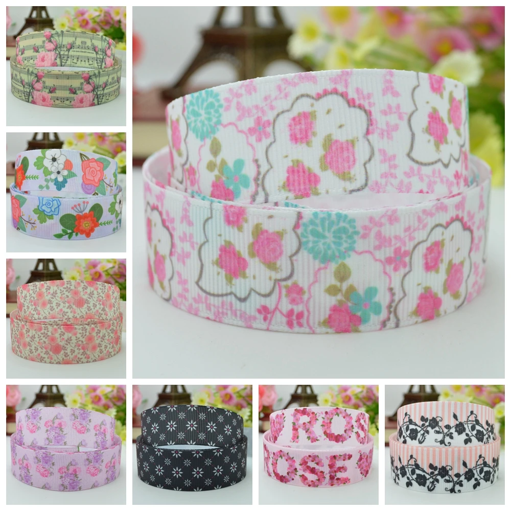 

DUWES 7/8" 22mm Flowers Printed grosgrain ribbon hairbow party decoration DIY handmade wholesale OEM 50YD