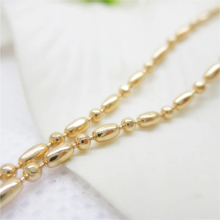 

2 Meters 1.6MM 24K Champagne Gold Color Copper Oval and Round Beads Chains Necklace Chains High Quality Diy Jewelry Accessories