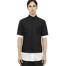 S-4XL! Новинка Для мужчин одежда летняя повседневная рубашка тонкий черный белый краситель матч каскадные рубашка Топ Плюс Размер певица костюмы