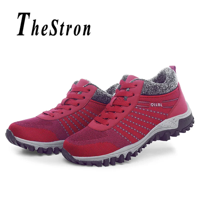 

Winter Ladies Hiking Shoes Rose Red Black Outdoor Boots Comfortable Trekking Shoes For Female Lace Up Warm Women Sneakers