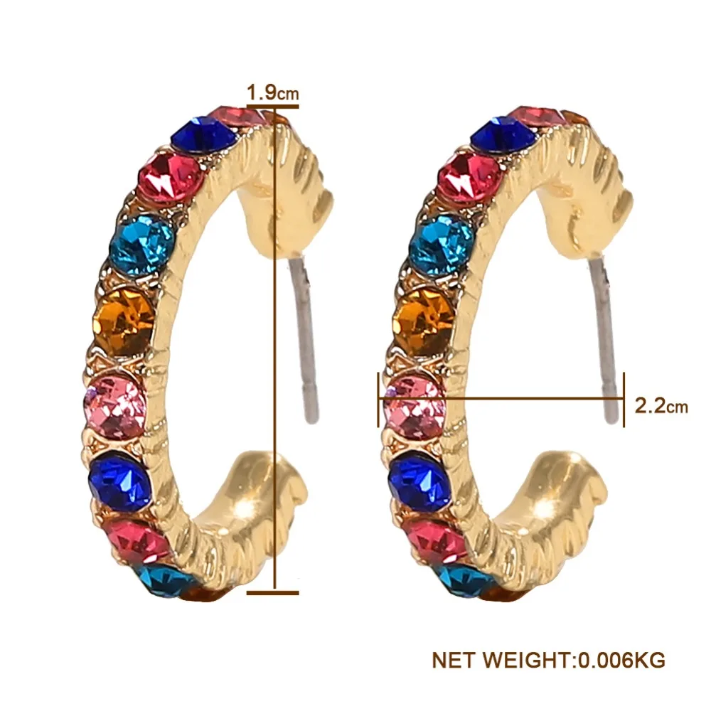 Dvacaman, разноцветный хрусталь, серьги-кольца для женщин, простые круглые серьги, свадебные украшения, опт, модные подарки