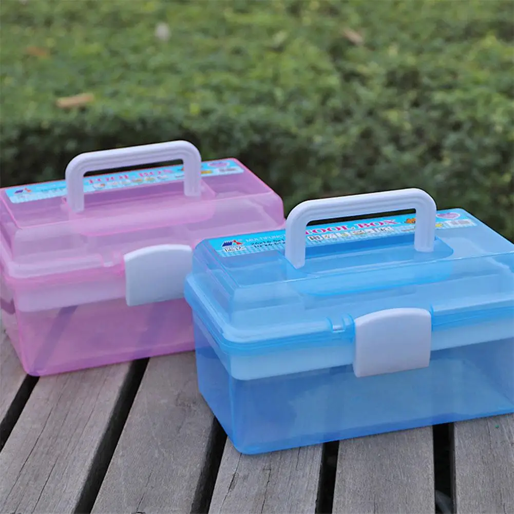 

VIBRANT GLAMOUR Nail and Hairdressing Toolbox Clear Plastic Multipurpose Portable Handheld Organizer Storage Box Case (Red Box)