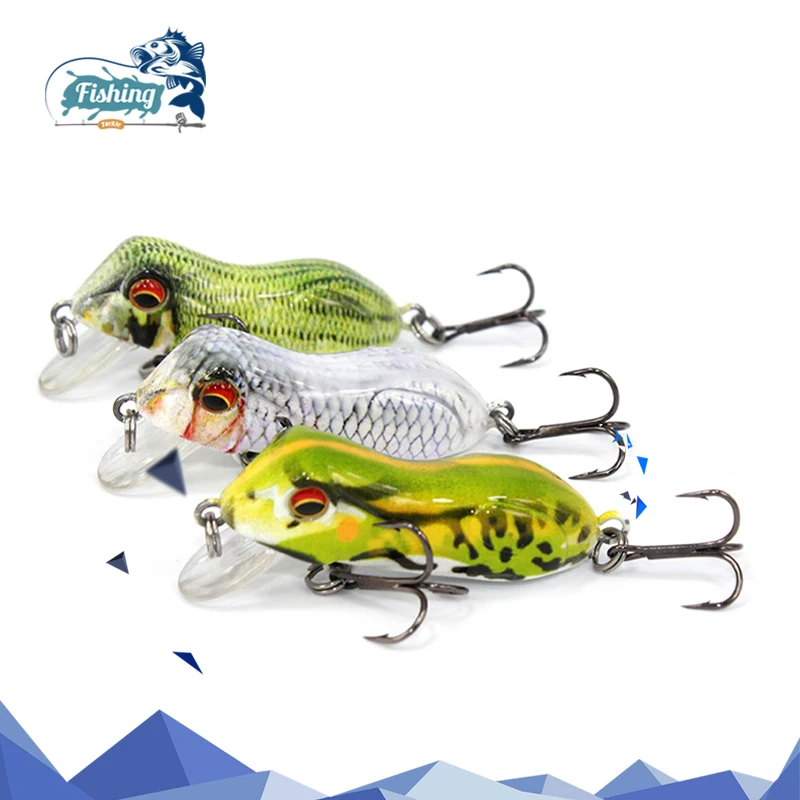 

1 pcs Fishing Lure Frog 50mm 6.8g 3D Eyes Hard Bait Topwater Plastic Lures Fishing Frogs 5 color Artificial Swim Bait