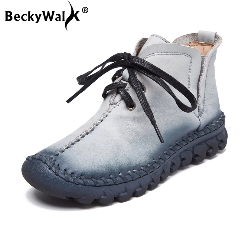 Женские ботинки ручной работы BeckyWalk из натуральной кожи осенне зимние ботильоны