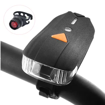 

LED Light USB Rechargeable Bicycle Bike Front Light Headlamp Built-in Battery + Rear Light
