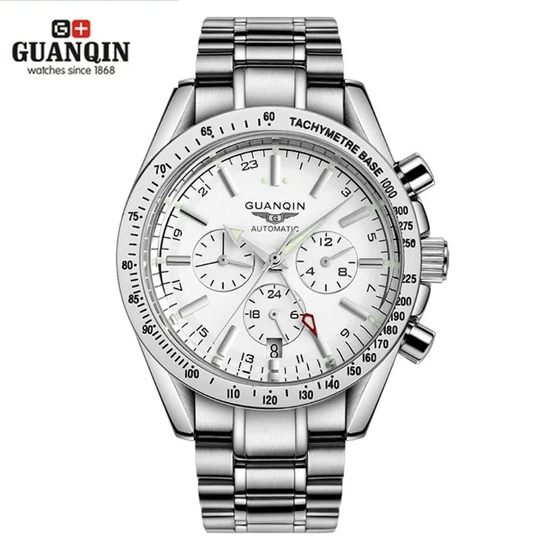 

GUANQIN Mechanical Men Watch Stainless Steel Big Dial Watch Waterproof Sport Analog Luminous Wrist Watch Relogio Masculino Reloj