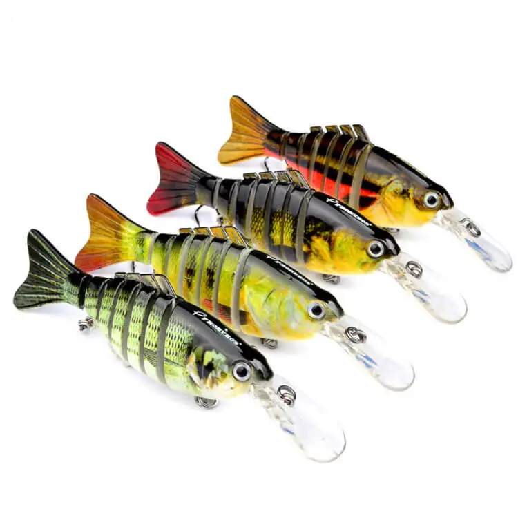 

4pcs 11.2cm/14g Multi Jointed Fishing Lures Bait Bionic Fish Minow Crankbait Pike Musky Swimbait Sinking #6 Trebel Hook Sea Ice