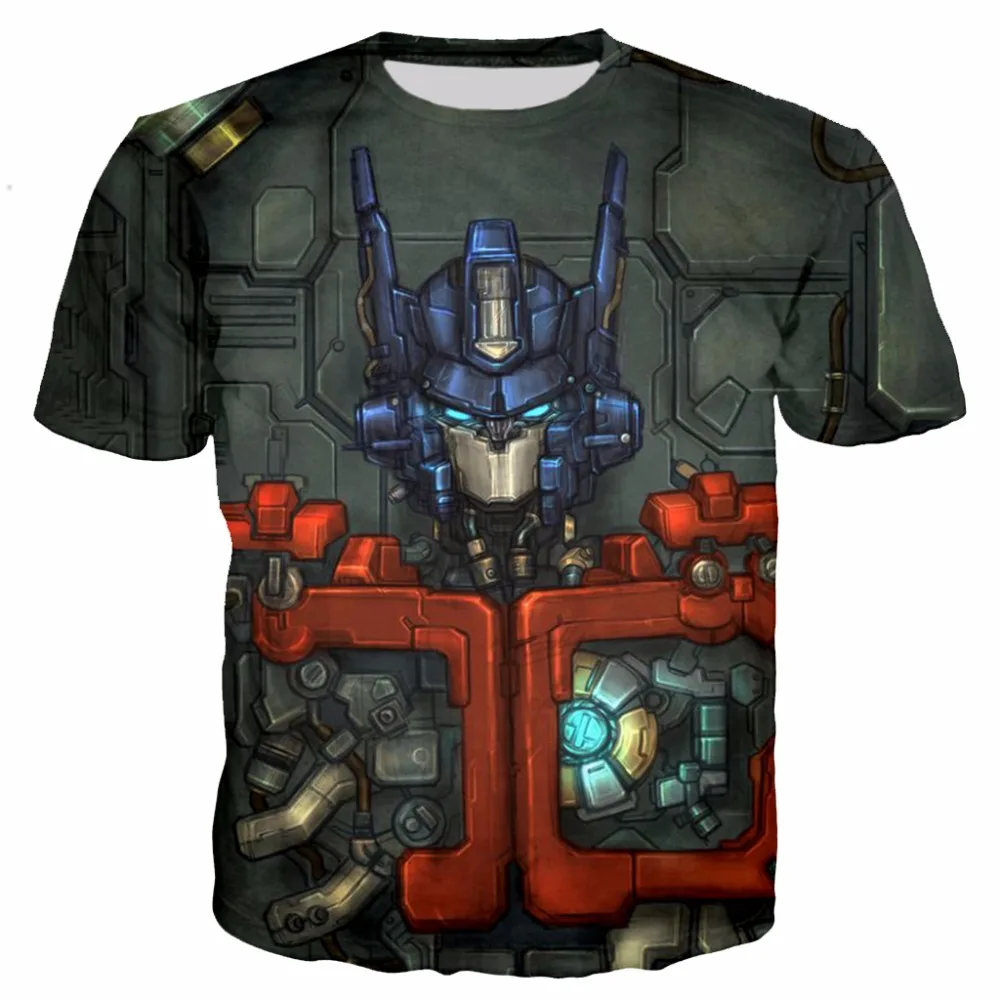 

PLstar Cosmos Family matching outfits transformation robot 3D Print boys t shirts Kids Autobots summer short sleeve tops