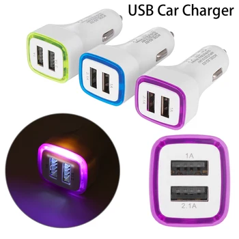 

2.1A & 1.0A Luminous LED Dual USB Car Charger 2 Port Adapter Cigarette Socket Car Charger Usb Lighter For Cell Phone