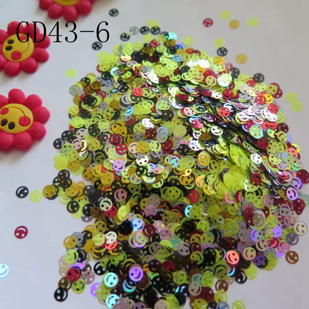 

20g/bag--3g/jar Retail 4MM Thin Smile Face Nail Art Shinny Glitter Cute Decoration Nail Art Decoration GD43