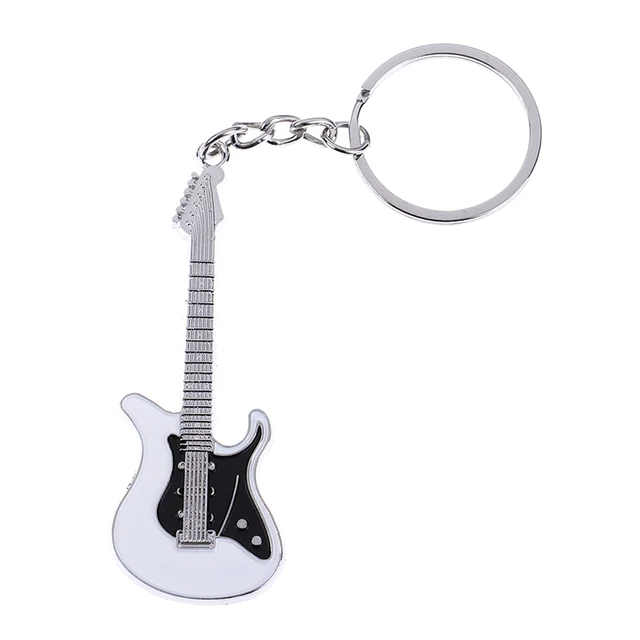 1pc Creative metal electric guitar mini keychain key chain key ring