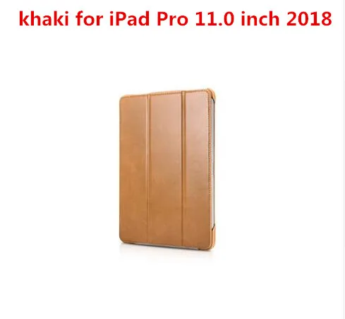 Для iPad Pro 11 дюймов бренд Icarer, винтажный серия натуральная кожа чехол для Apple iPad Pro 12,9 дюймов кожаный чехол - Цвет: khaki for 11.0 inch
