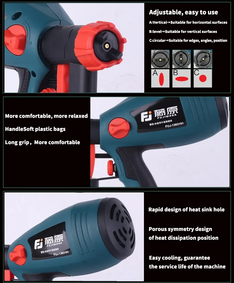 FUJIWARA 400 Вт Электрический пистолет-распылитель латексной краски, Аэрограф для краски, пистолет-распылитель для краски, инструменты для нанесения краски, высокое распыление 1,8 мм/2,5 мм