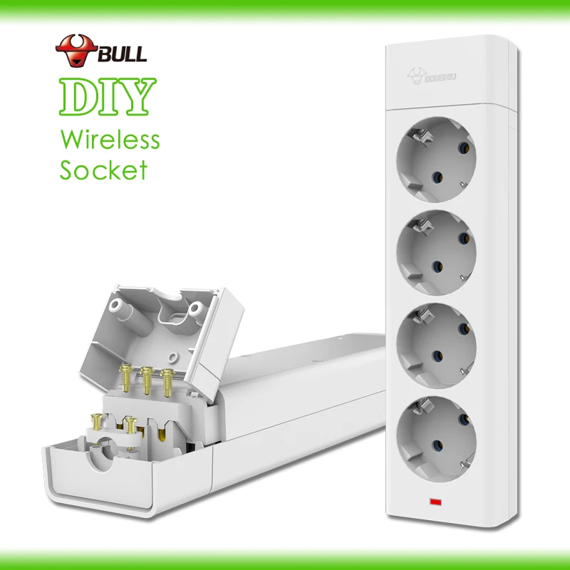 Bull DIY беспроводной разъем коробка ЕС Plug мощность полосы 16A 250 в 4000 Вт электрические розетки ЕС разъем расширения