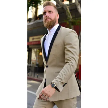 

New Arrival Dark Champahne Men Suits In 2pieces 2017 Custom Made Men Suits Formal Occasion Business Men Work Wear Prom Suits