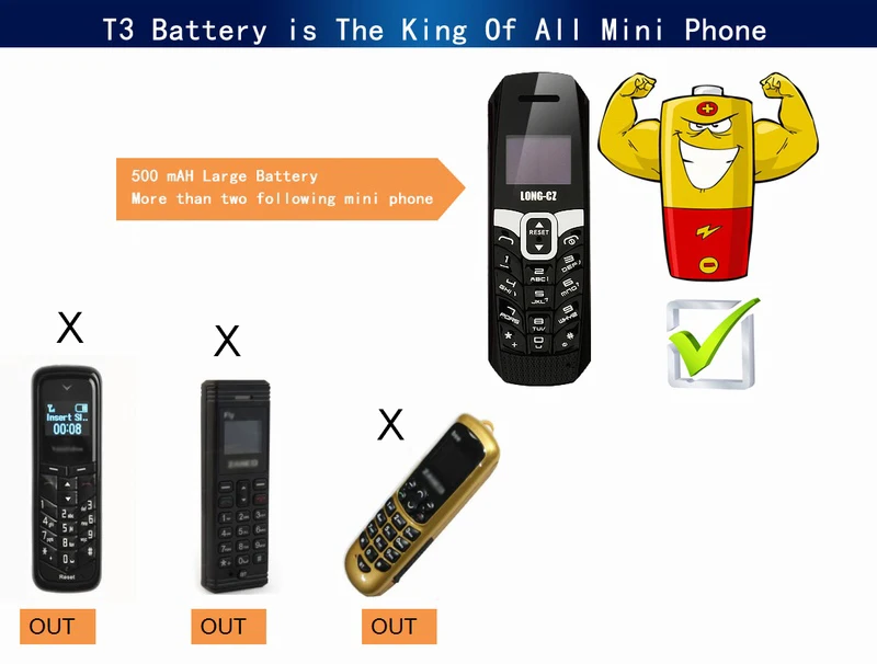 Волшебный голосовой сотовый телефон с длинным cz T3 самый маленький тонкий мини Мобильный Bluetooth Dialer наушники гарнитура поддержка sim-карты