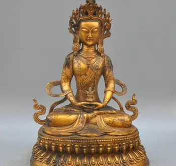 

18'' China Tibet Amitayus Buddha Long Life God Bronze Statue