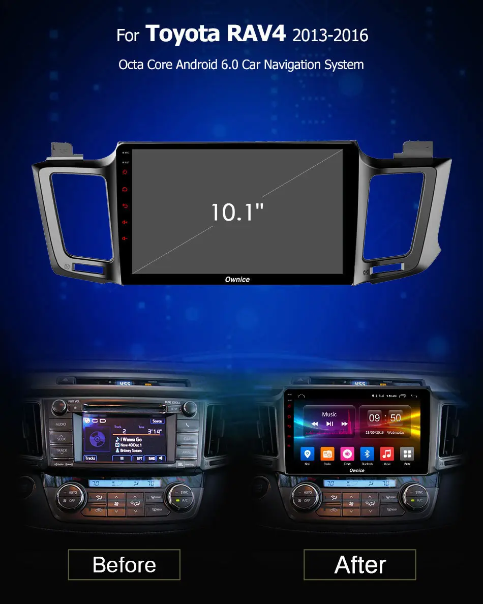 Best IPS Android 8.1 2GB RAM 4G SIM CAR DVD Player GPS Map Bluetooth 4.1 RDS Radio Wifi for Toyota RAV4 2013 2014 2015 2016 0
