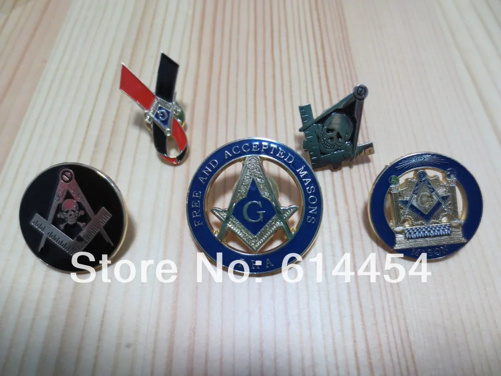 Buy Hot sell Lot of 5 PCS Different Masonic Lapel Pins Badge Mason Freemason B3