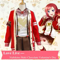 Аниме! Люблю жить! Nishikino Маки шоколад День Святого Валентина форма Косплэй костюм прекрасный любящее сердце одежда Бесплатная доставка