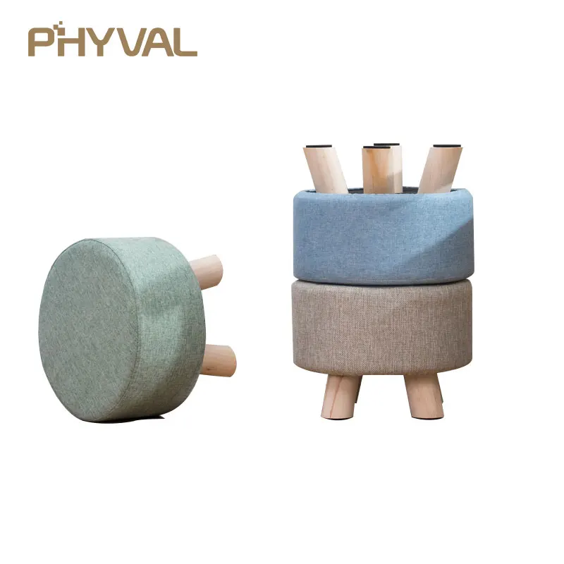 Modern Luxury Upholstered Footstool Nordic Round Pouffe Stool Wooden Leg Pattern Round Fabric 4 Legs Modern Luxury Upholstered Footstool Nordic Round Pouffe Stool Wooden Leg Pattern Round Fabric 4 Legs