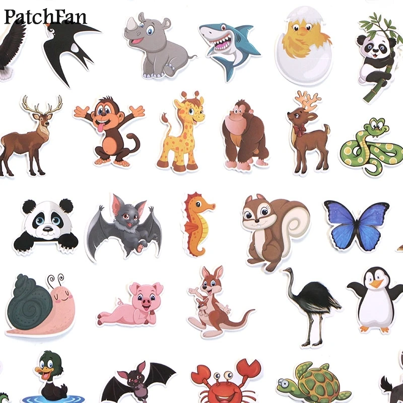 12 компл./лот Patchfan 48 шт./компл. животных зоо мир дети игрушка Стикеры для &quotсделай