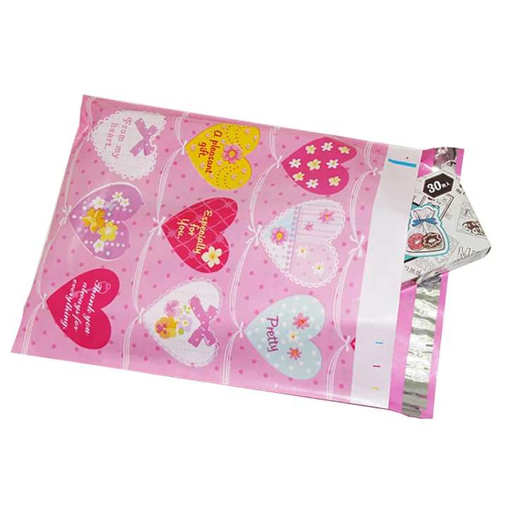 50 шт 10x13 дюймов полиэтиленовый почтовый пакет 25,4x33 см красочные сумки смешанный узор полиэтиленовый почтовый самоуплотняющийся конверты - Цвет: LoveHeart