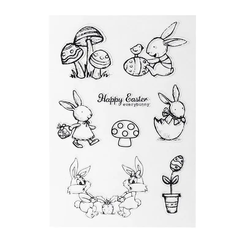 

Easter Soft PVC Stamps Seal Rabbit Cute Patterns DIY Scrapbook Photo Album Decor