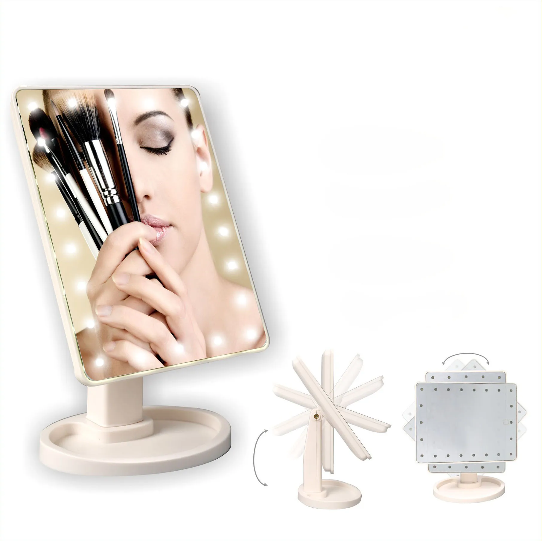

Makeup Mirror 360 Degree Rotation Touch Screen Mirror Cosmetic LED Lights Professional Vanity Mirror X-LASH