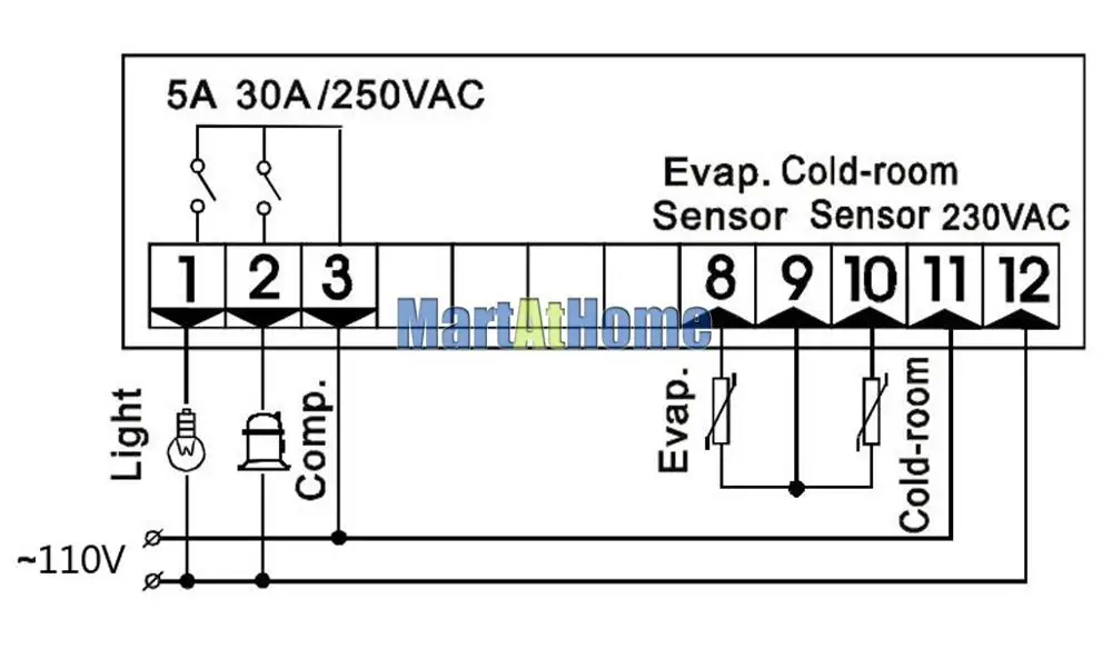 Цифровой регулятор температуры-40 до 120 °F-45 до 45℃ переключаемый 110 V/220 V AC для холодильных морозильных камер размораживания