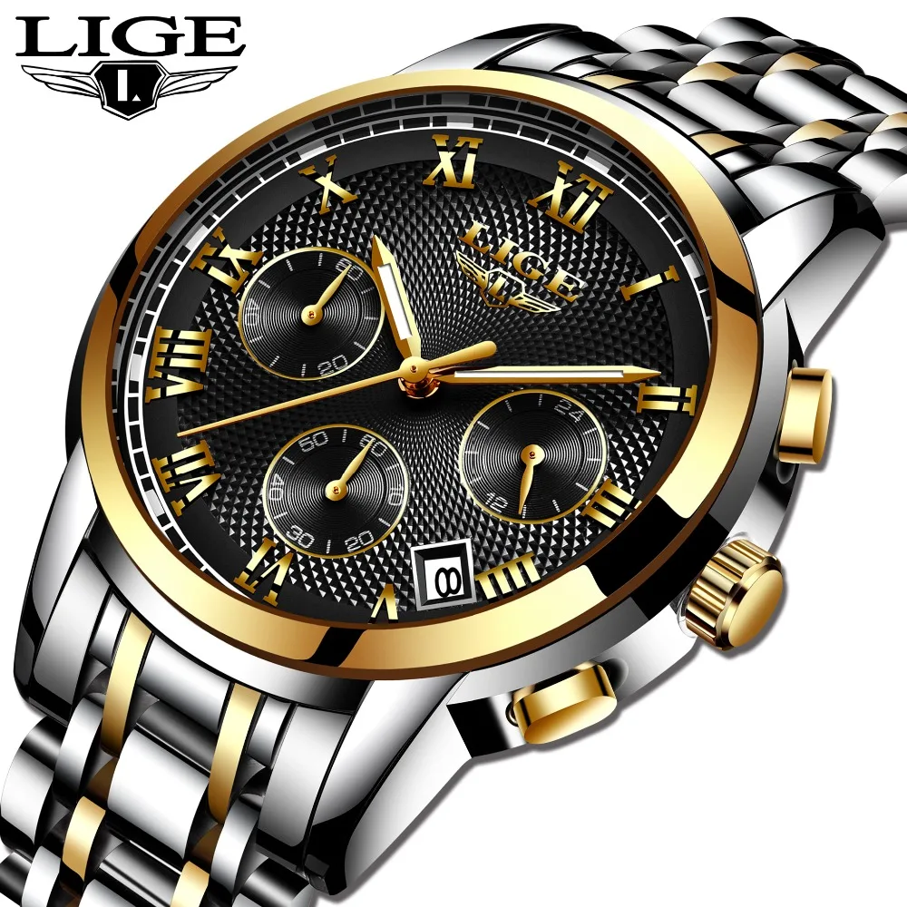 

LIGE Brand Men Watch New Fashion Quartz Wrist Watches Men Waterproof Luminous Steel Band Male Clock Relogio Masculino Hodinky
