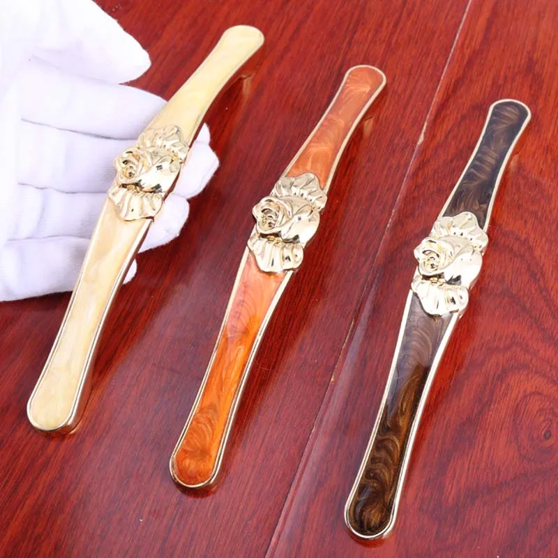 96mm 128mm European fashion deluxe furniture handle gold amber white red black drawer cabiner dresser wardrobe