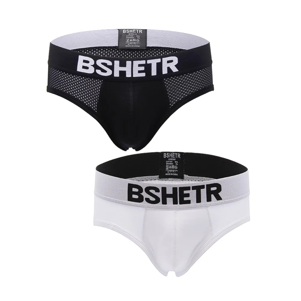 Buy 2 pcs/lot Men Underwear BSHETR Brand Sexy Men's briefs Mesh breathable soft