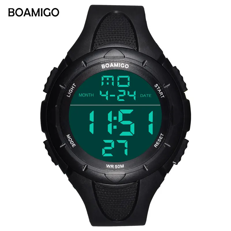 BOAMIGO Brand large face Men Digital LED shock Sport Watches 50 M