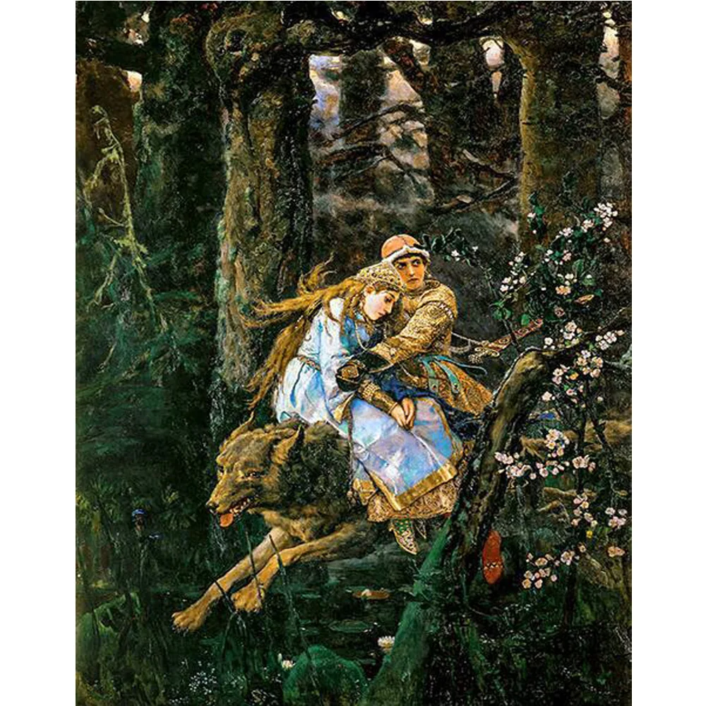 

Full Drill Mosaic DIY Diamond Painting Cross stitch 5D embroidery Icon "Couple and wolf" picture Home Decoration gift L46