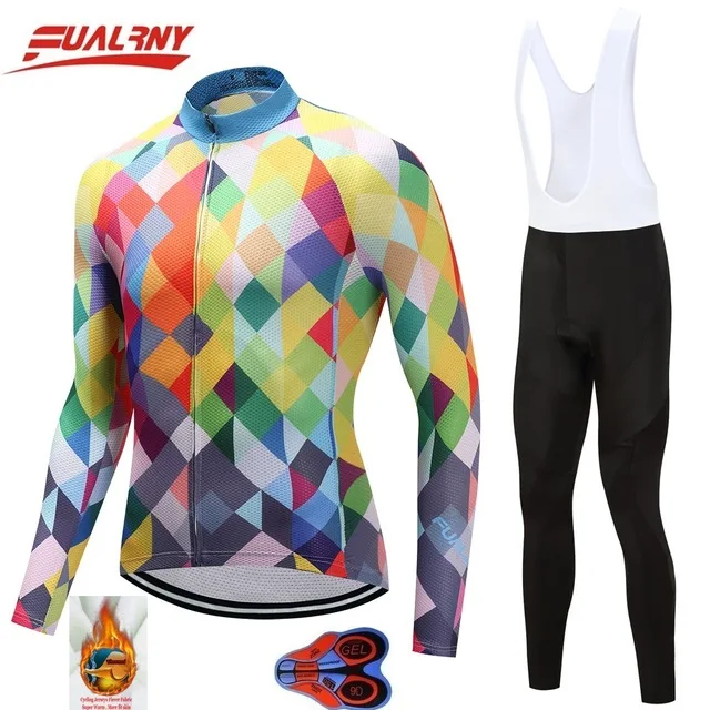 

Long sleeve Ropa Ciclismo Cycling Jersey sets 9D/winter Thermal Fleece Bicycle Clothing/MTB Clothes colourful 2018 Team FUALRNY