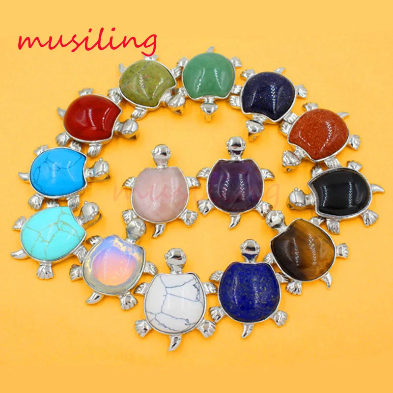 

Wholesale Jewelry Natural Gem Stone Mascot Tortoise Turtle Pendants Pendulum Reiki Charms Health Amulet Jewelry Mix Order 14X