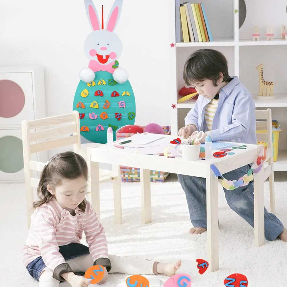 

Creative Happy Easter Eggs Bunny DIY A-Z 26 Alphabets Matching Game Kids Educational Felt craft Toy Gift for Easter Party Decor