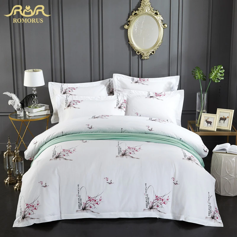 

Elegant Flowers Luxury Bedding Set 100% Cotton King Queen Full Size Duvet Cover Flat Sheet Pillowcase 3/4 Pieces/Set Top Quality