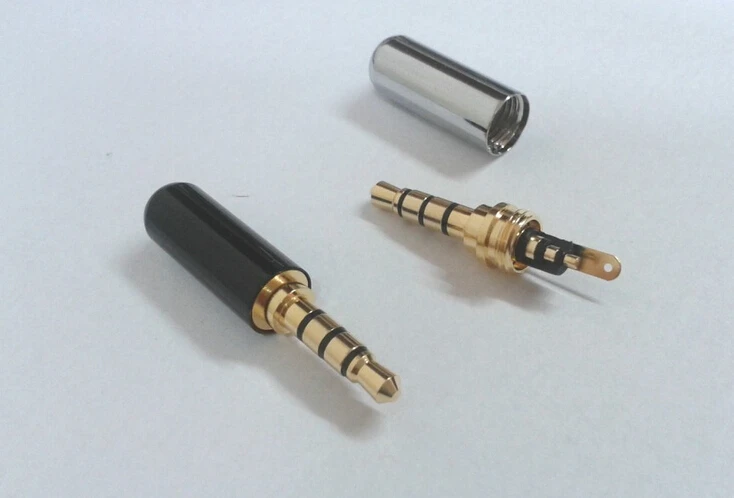 50 set free shipping 3 5mm 4 pole Plug Male Headphone Jack for shure Audio Connector 4mm Cable Adapter