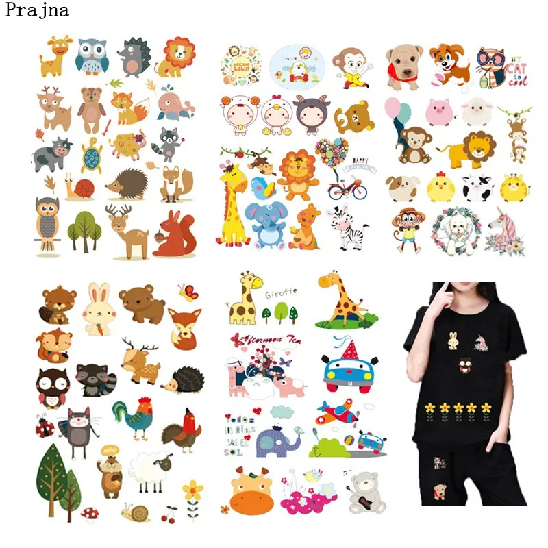 

Prajna Forest Motif Iron-on Transfers Cute Owl Unicorn Cock Iron On Patch Stripe On Clothes Carton Heat Viny Stickers Girls Boys