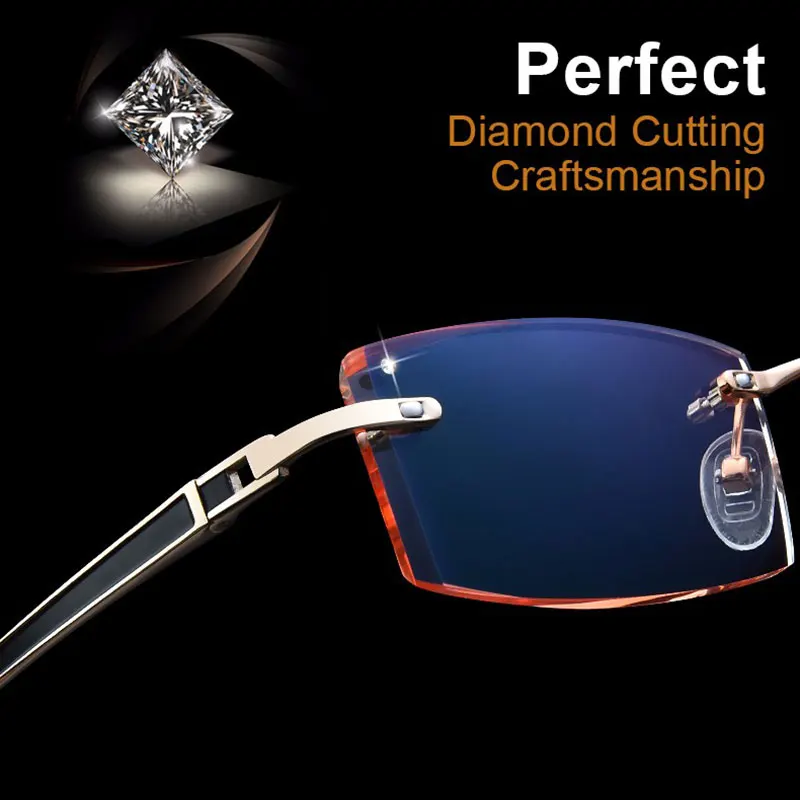 Koop Gmei Optische Phantom Trimmen Titanium Brillen Mannelijke Model Diamant Trimmen Goud Randloze Afgewerkt Recept Glassses Voor Mannen