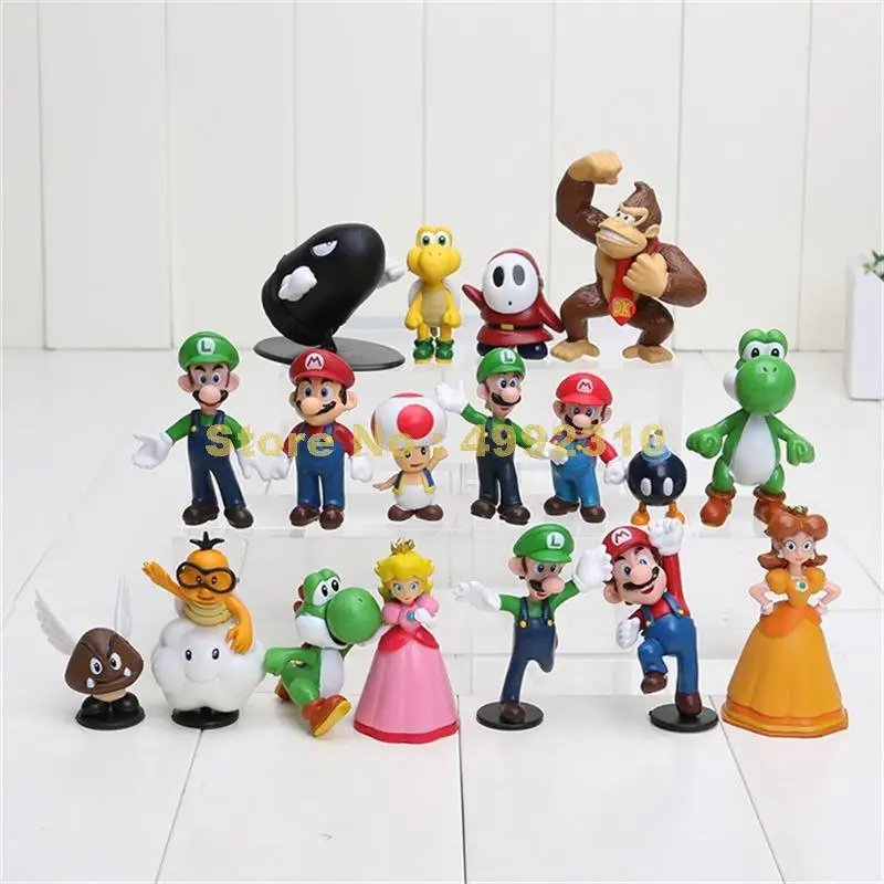 

18pcs/set pvc mario bros luigi action figures yoshi 3.5~5.5cm Toy